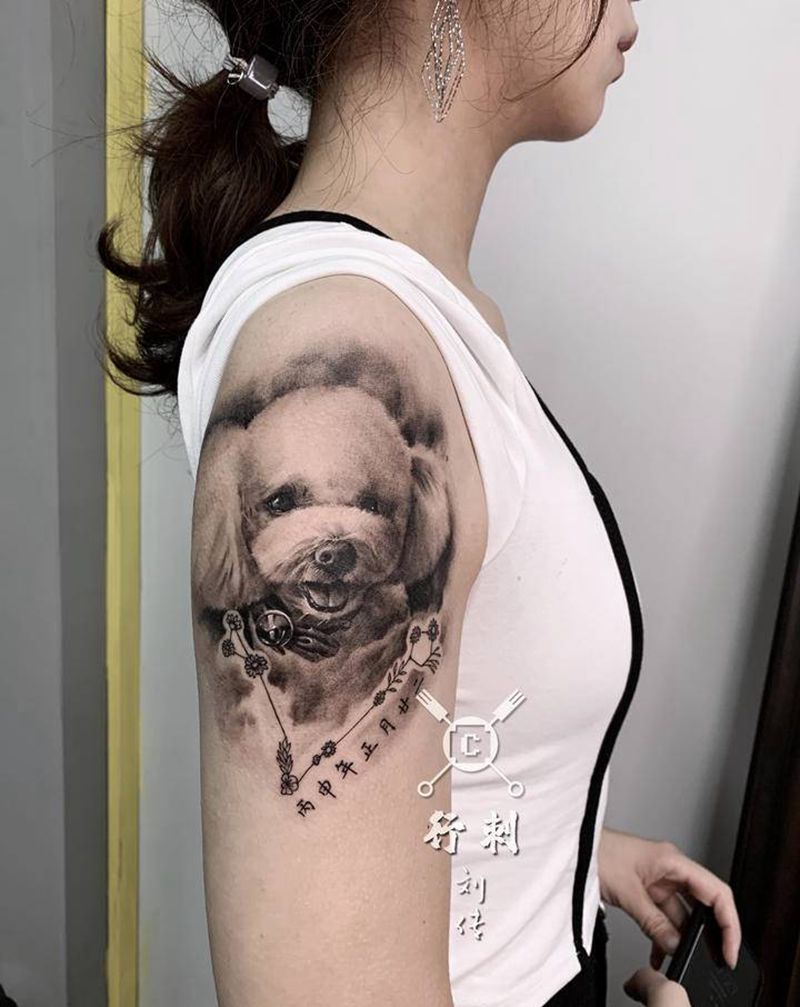 宠物纹身图片_手臂欧美写实纹身图案