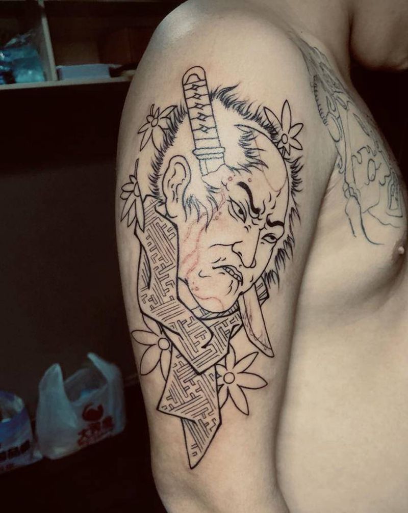 日式生首纹身图片_老传统纹身图案