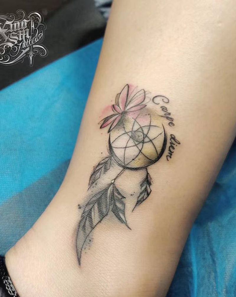 铺梦网纹身图片_腿部纹身图案