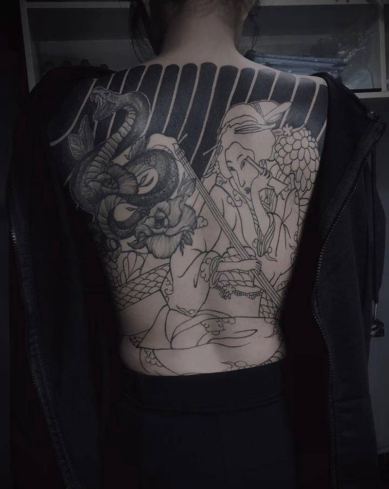 日式满背纹身图片_老传统纹身图案