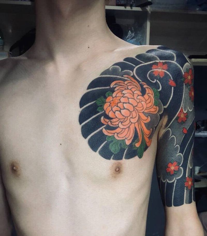 日式半胛纹身图片_老传统纹身图案