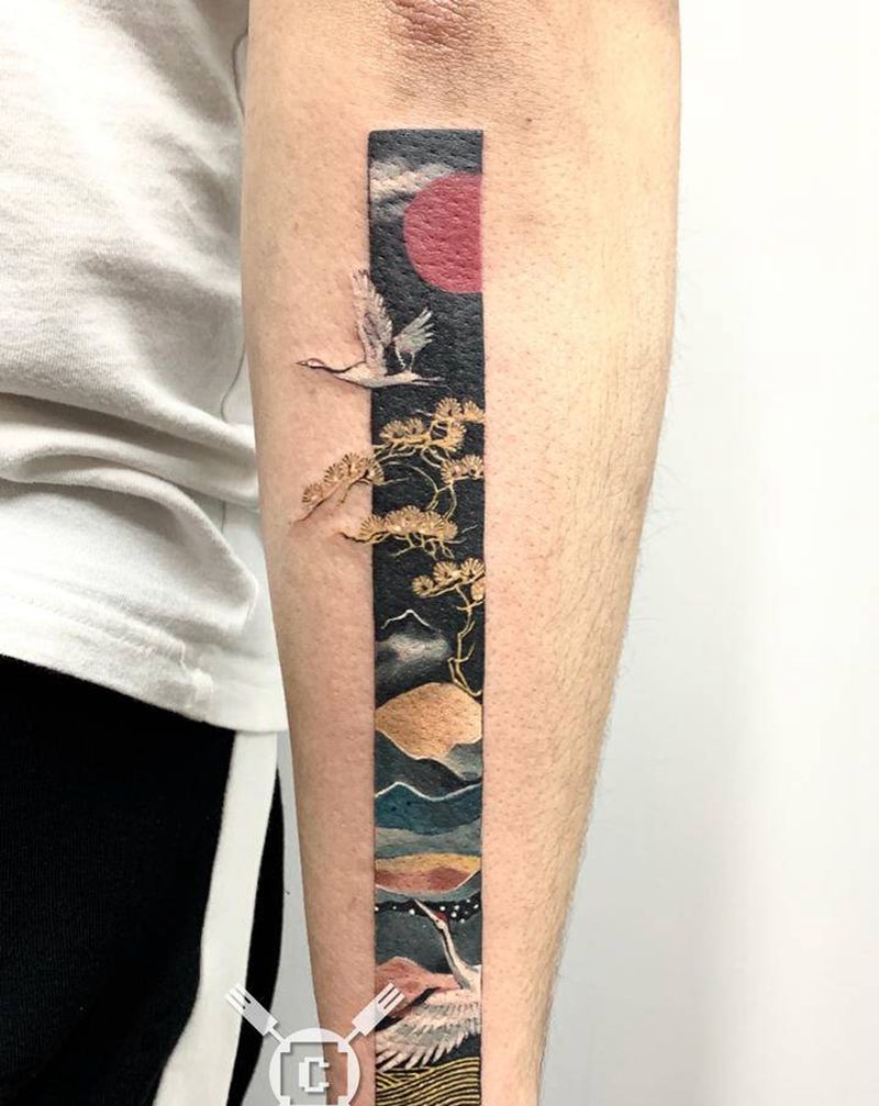 和风小清新纹身图片_手臂水彩纹身图案