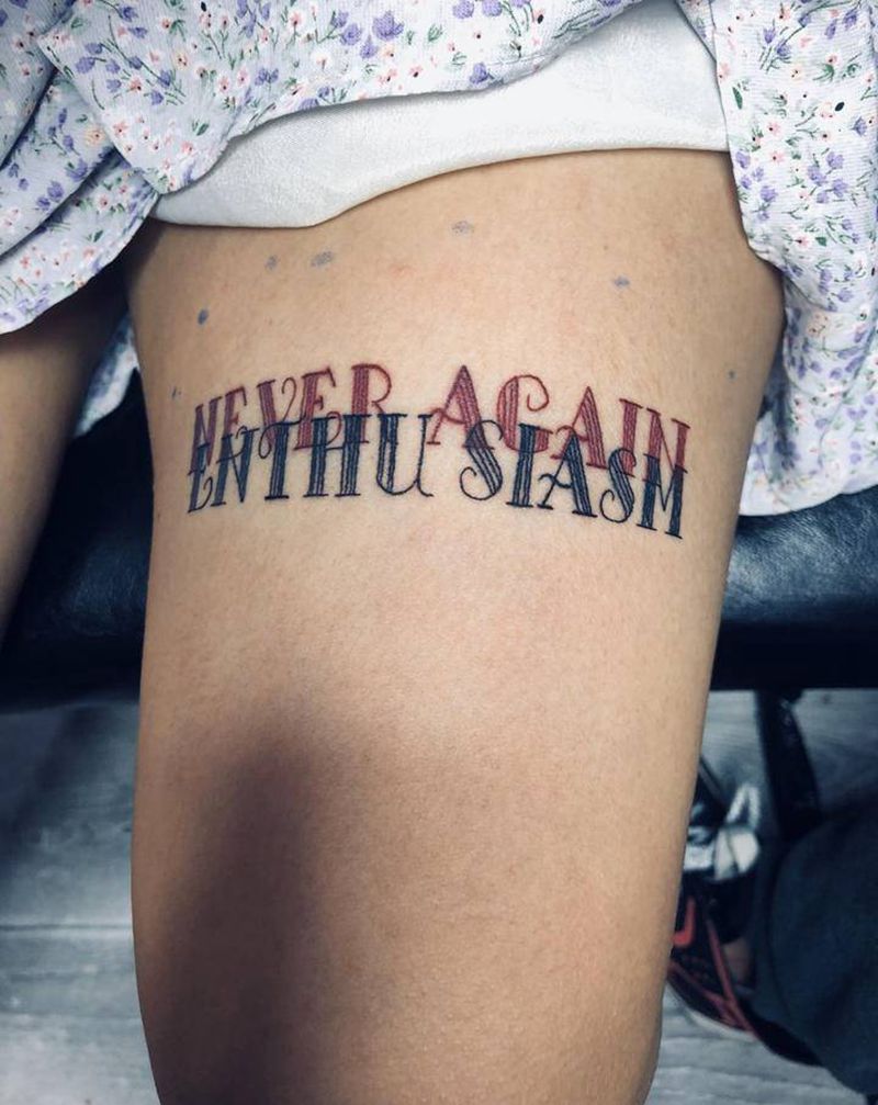 英文！纹身图片_腿部花体字纹身图案