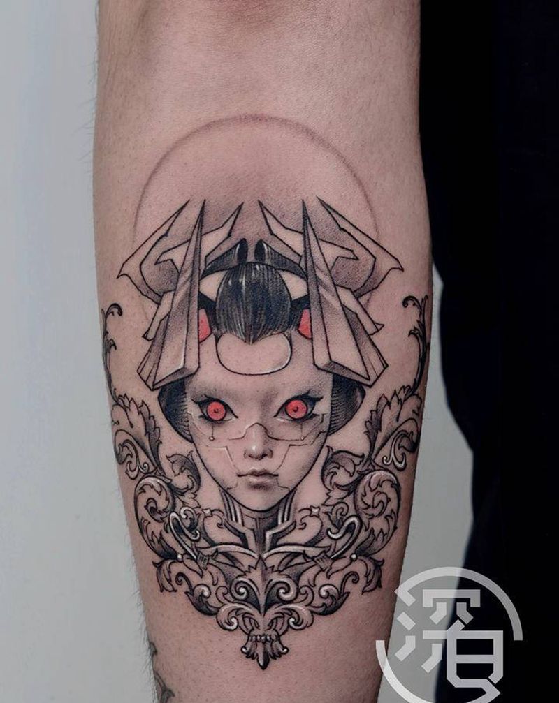 堡垒之夜蕾克沙纹身图片_手部手臂欧美写实美女机械巴洛克纹身图案