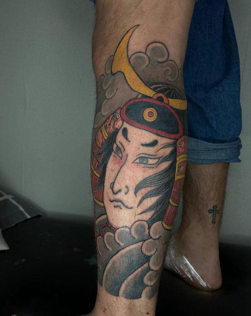 日式包小腿纹身图片_腿部老传统纹身图案