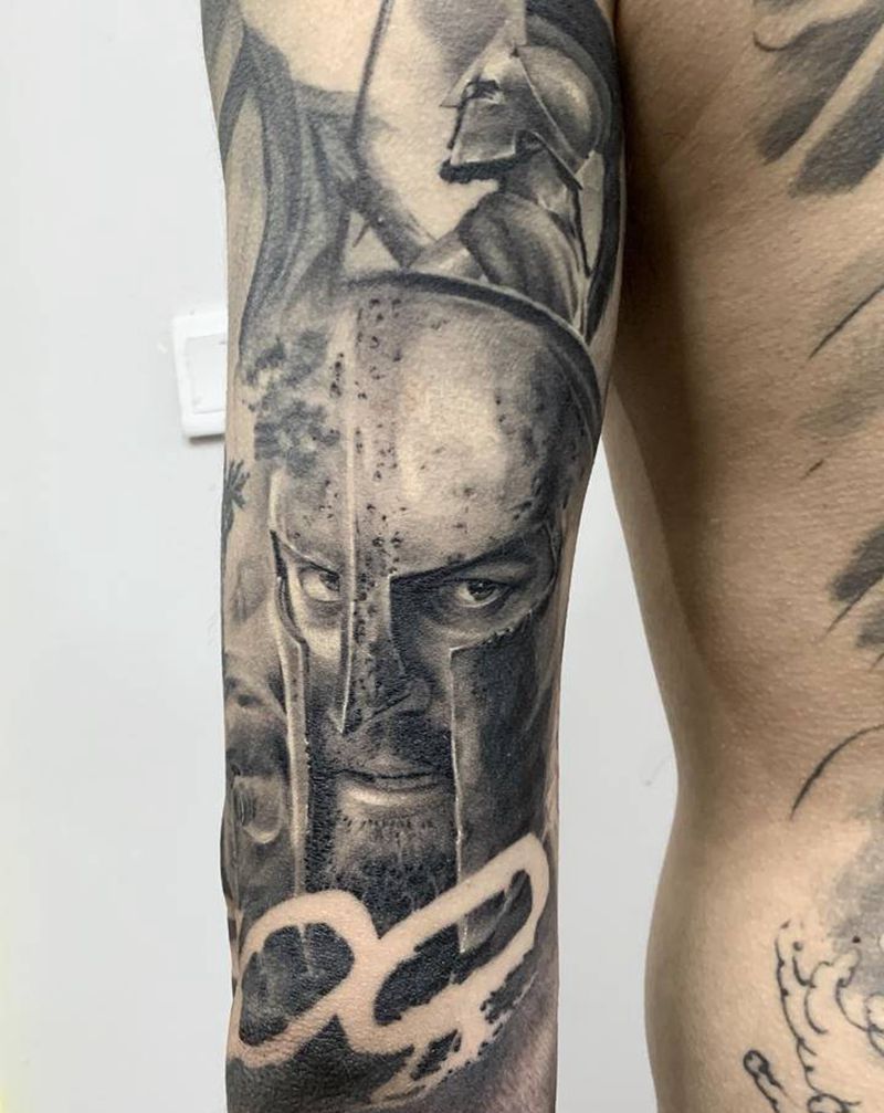 斯巴达 恢复后纹身图片_手臂欧美写实纹身图案