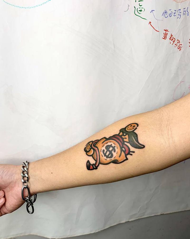 今日作品纹身图片_手臂New School钱财富纹身图案