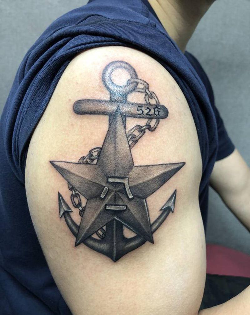 海军标志。纹身图片_肩部纹身图案
