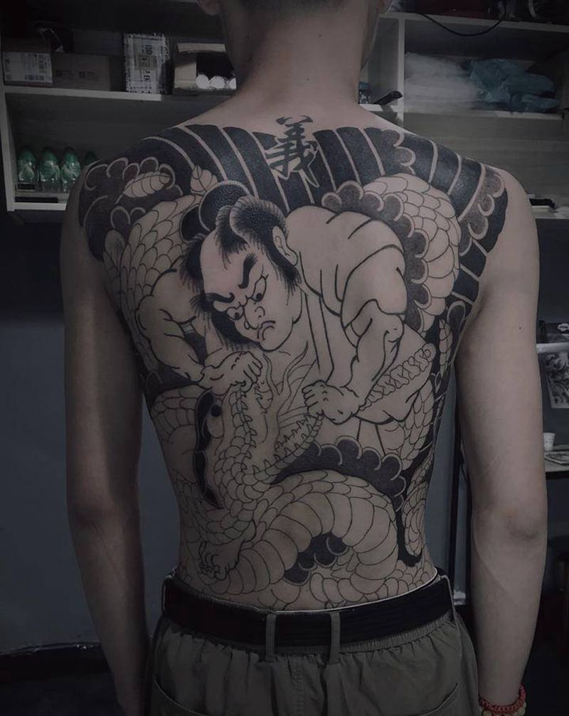 日式满背纹身图片_老传统纹身图案