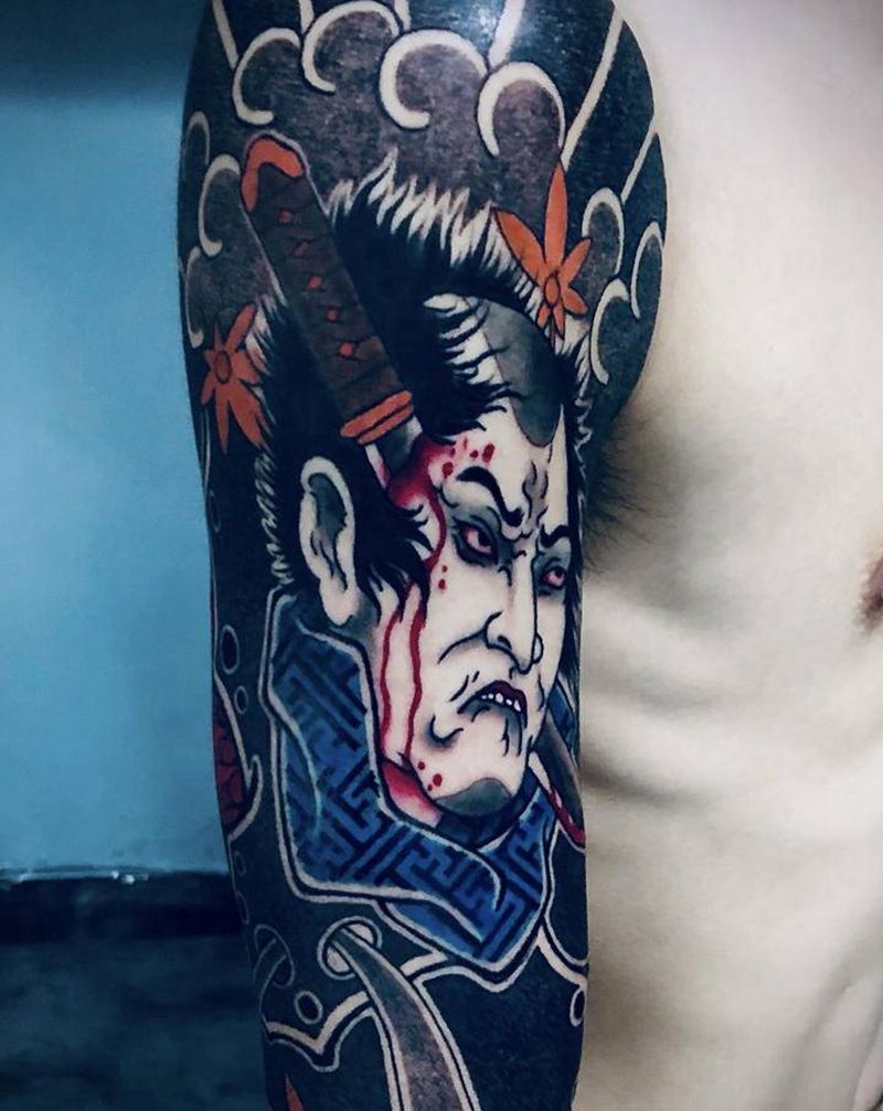 日式花臂纹身图片_老传统纹身图案