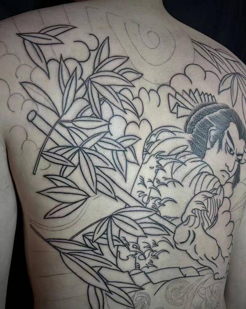 菜园子张青纹身图片_背部老传统新传统纹身图案