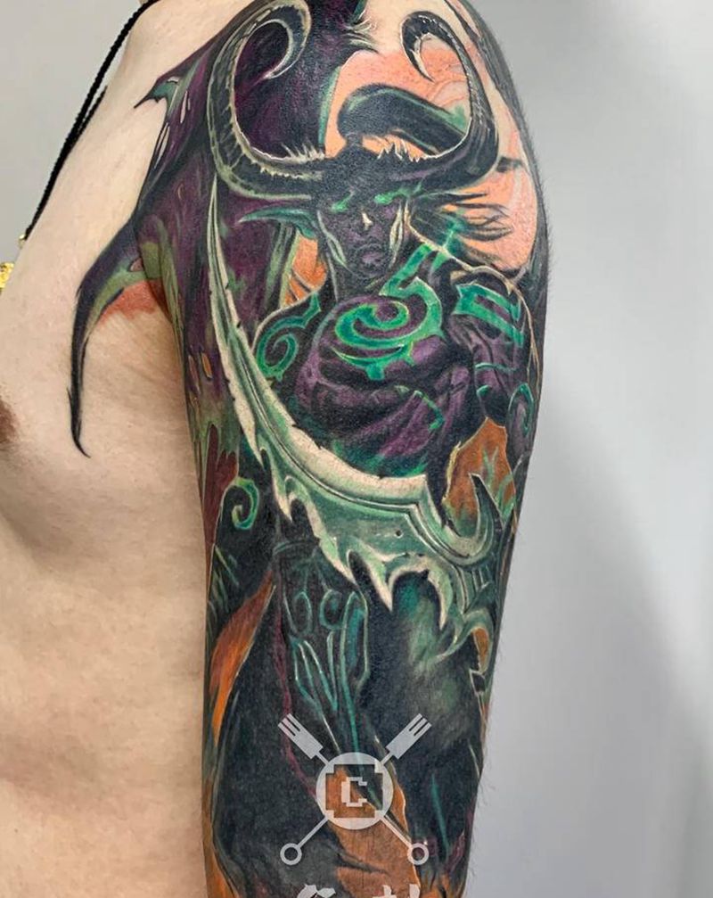 魔兽世界 伊利丹纹身图片_手臂欧美写实纹身图案