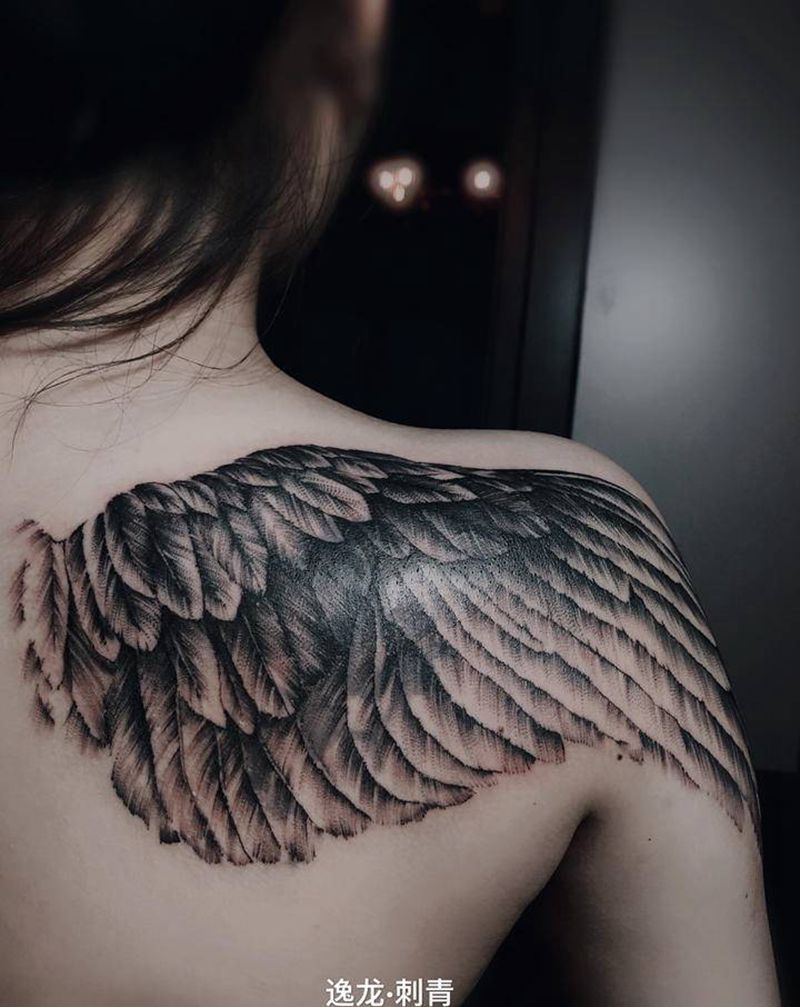 旧图遮盖.纹身图片_背部翅膀纹身图案