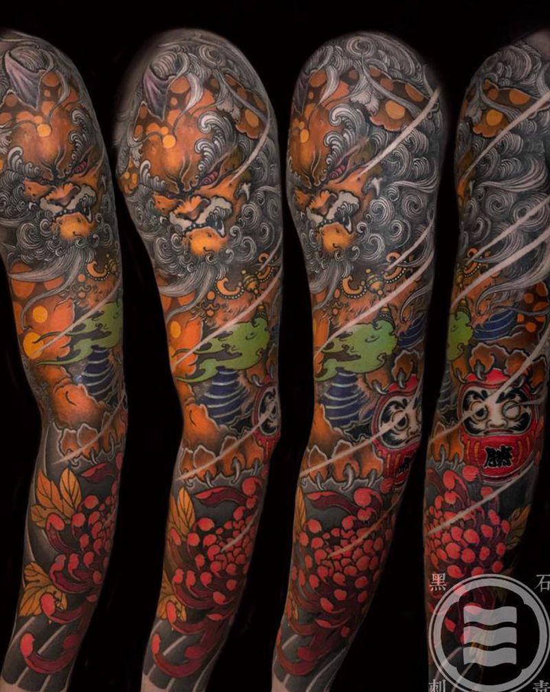 谛听纹身图片_手臂手部新传统纹身图案