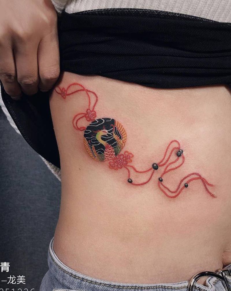 古风禁步纹身图片_腹部中国风纹身图案