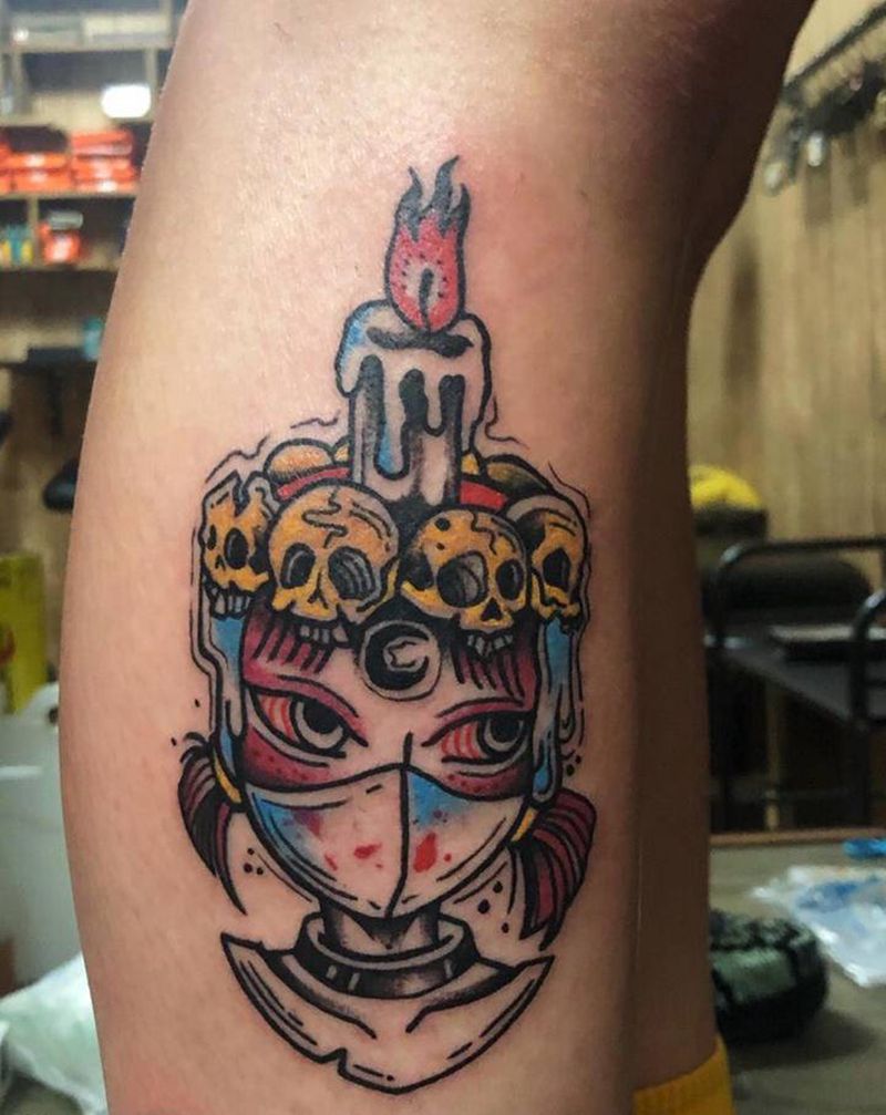 护士纹身图片_腿部纹身图案