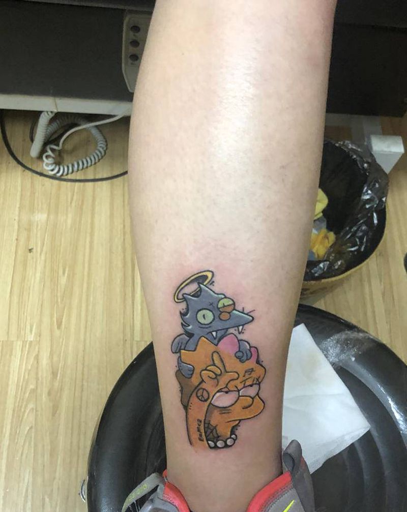 辛普森纹身图片_腿部纹身图案