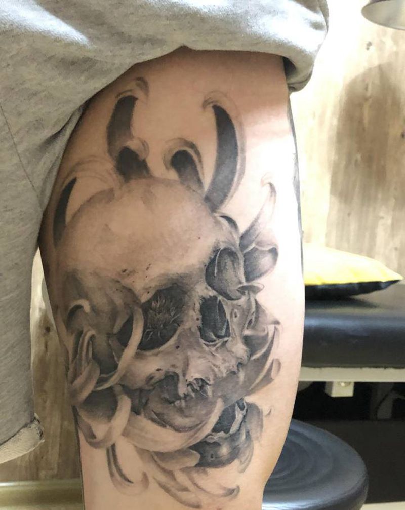 ☠️纹身图片_腿部纹身图案