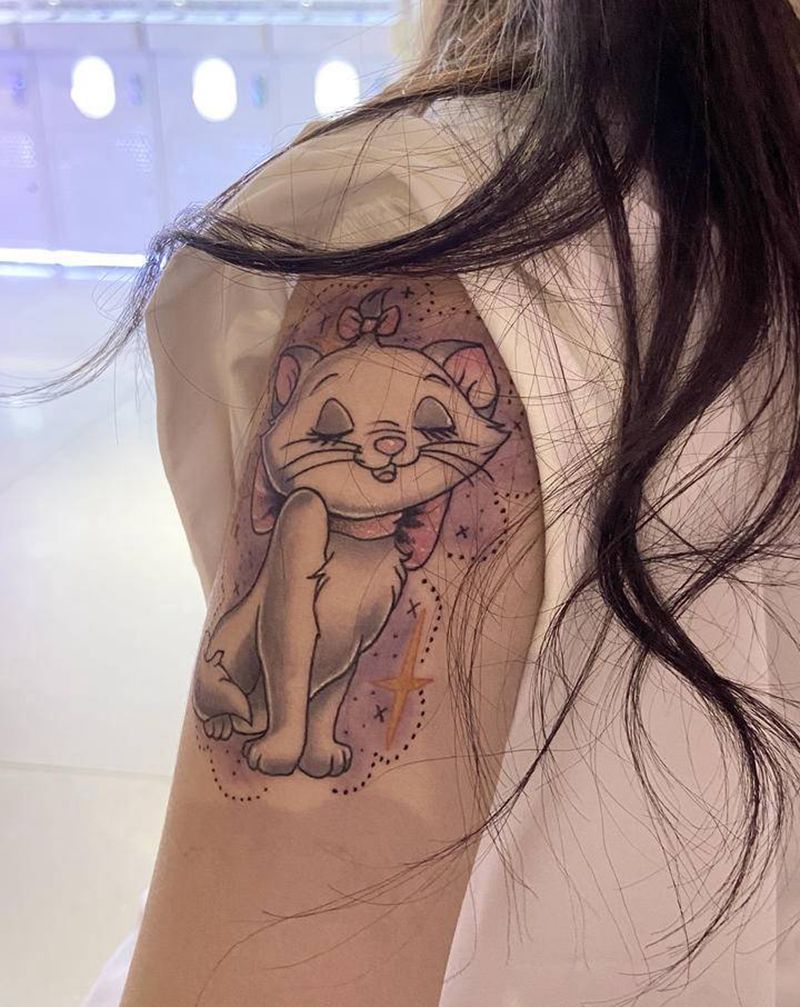 New school猫纹身图片_手臂New School纹身图案