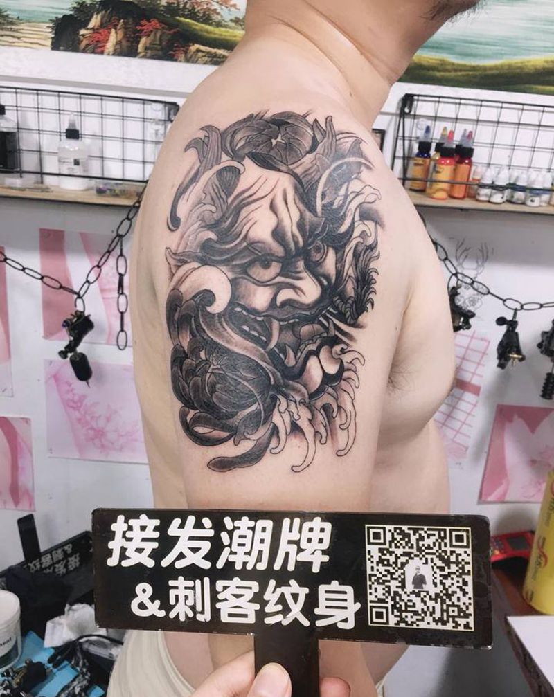 般若纹身图片_腿部手臂纹身图案