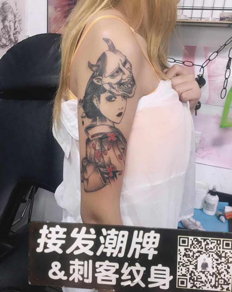 般若艺伎纹身图片_手臂纹身图案