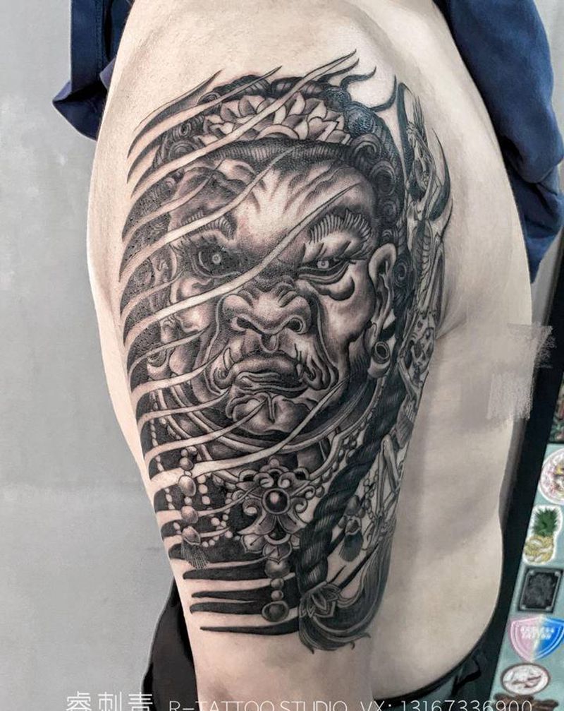 不动明王纹身图片_手臂新传统纹身图案