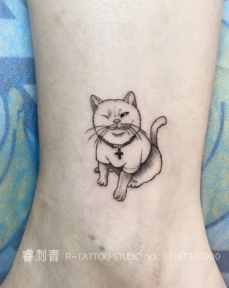 猫纹身图片_手臂脚部纹身图案