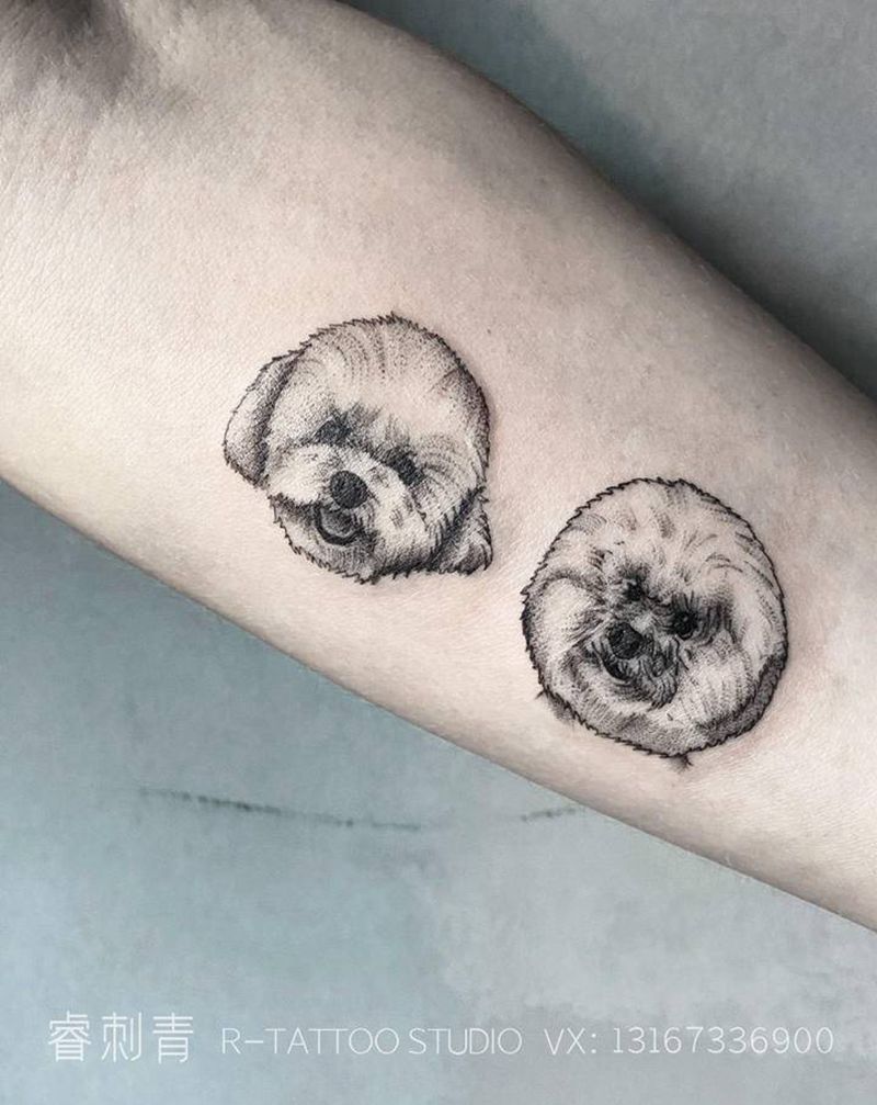宠物狗纹身图片_手臂欧美写实纹身图案
