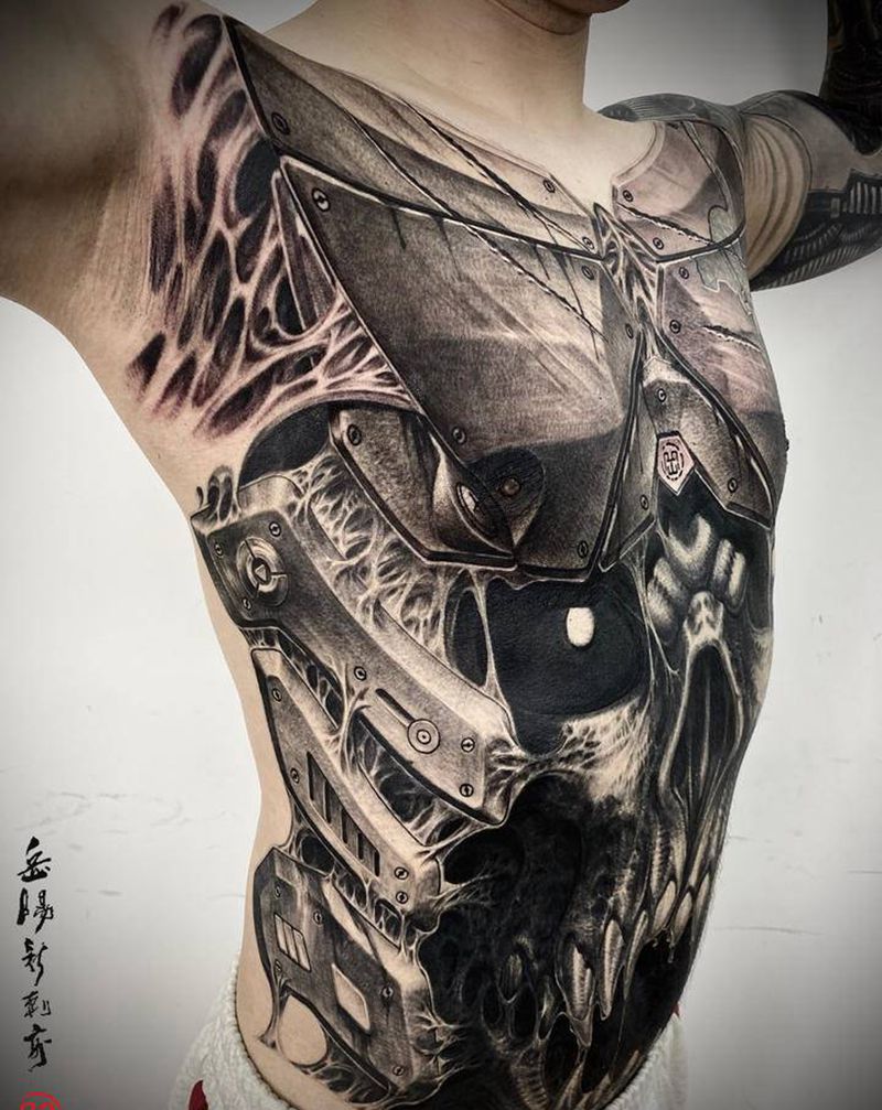 《生命之锥Ⅵ》纹身图片_胸部背部欧美写实生化机械纹身图案