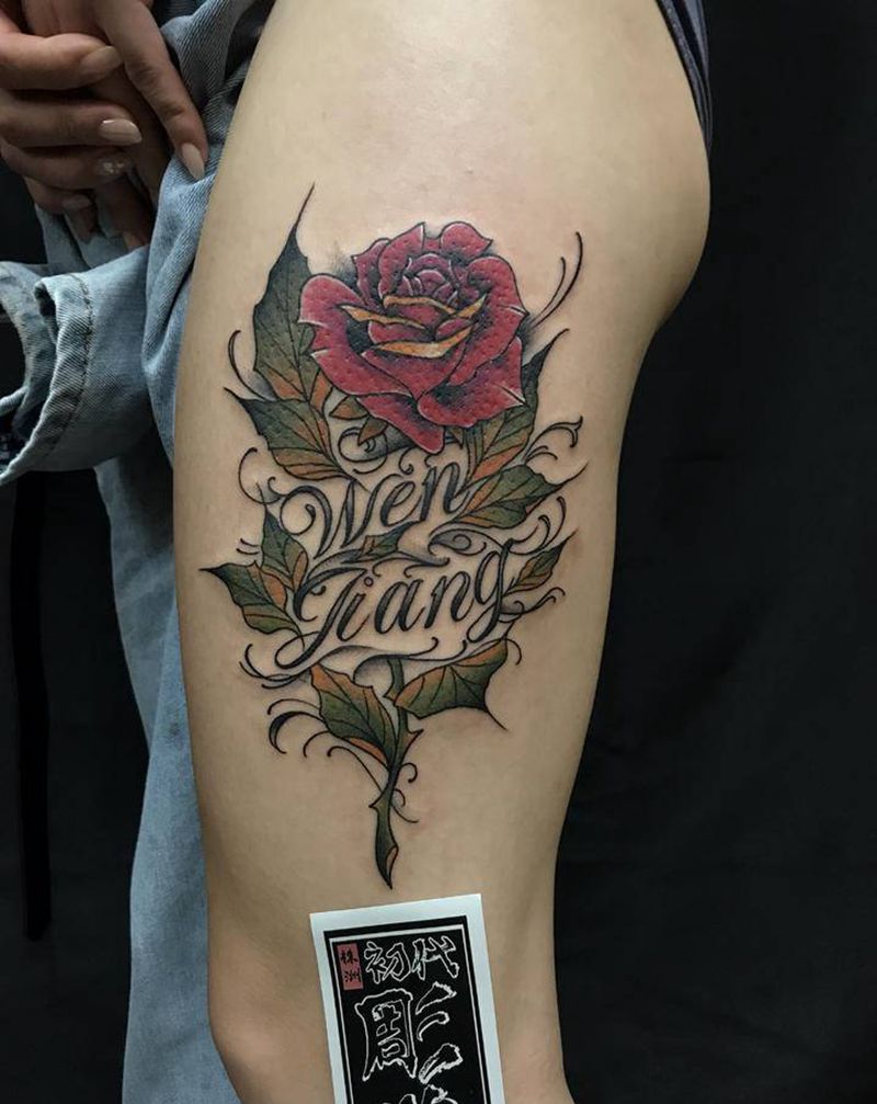 花纹身图片_腿部New School纹身图案