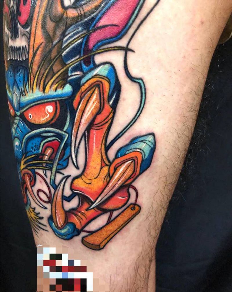 龙纹身图片_腿部New School纹身图案