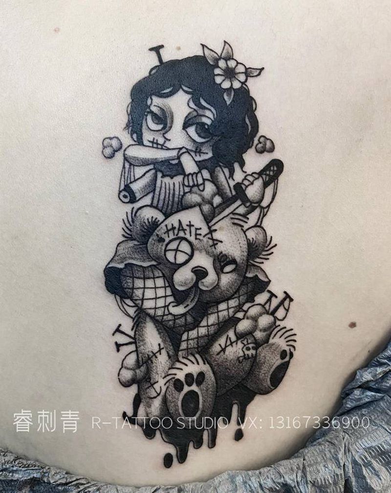 娃娃纹身图片_背部手臂New SchoolOld School纹身图案