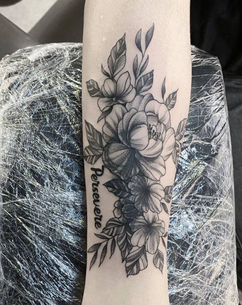 素花遮盖纹身图片_手臂纹身图案
