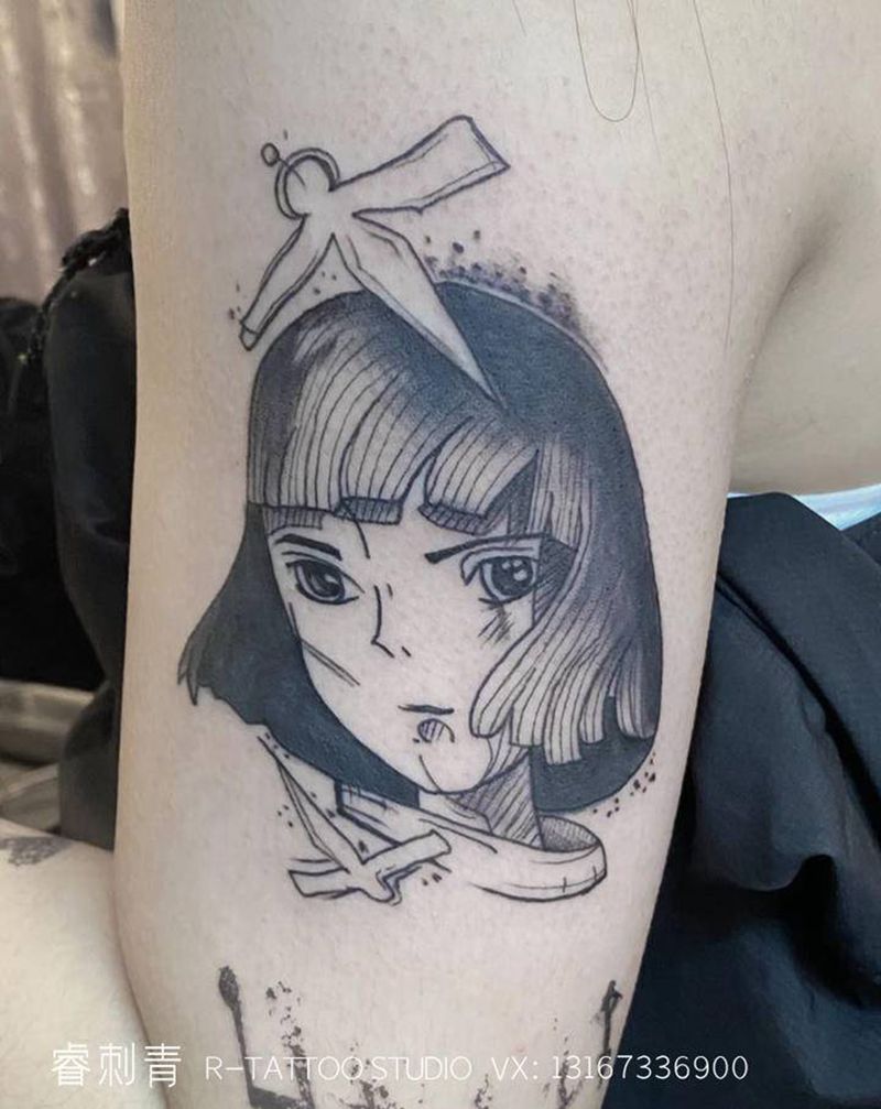 千与千寻纹身图片_手臂纹身图案