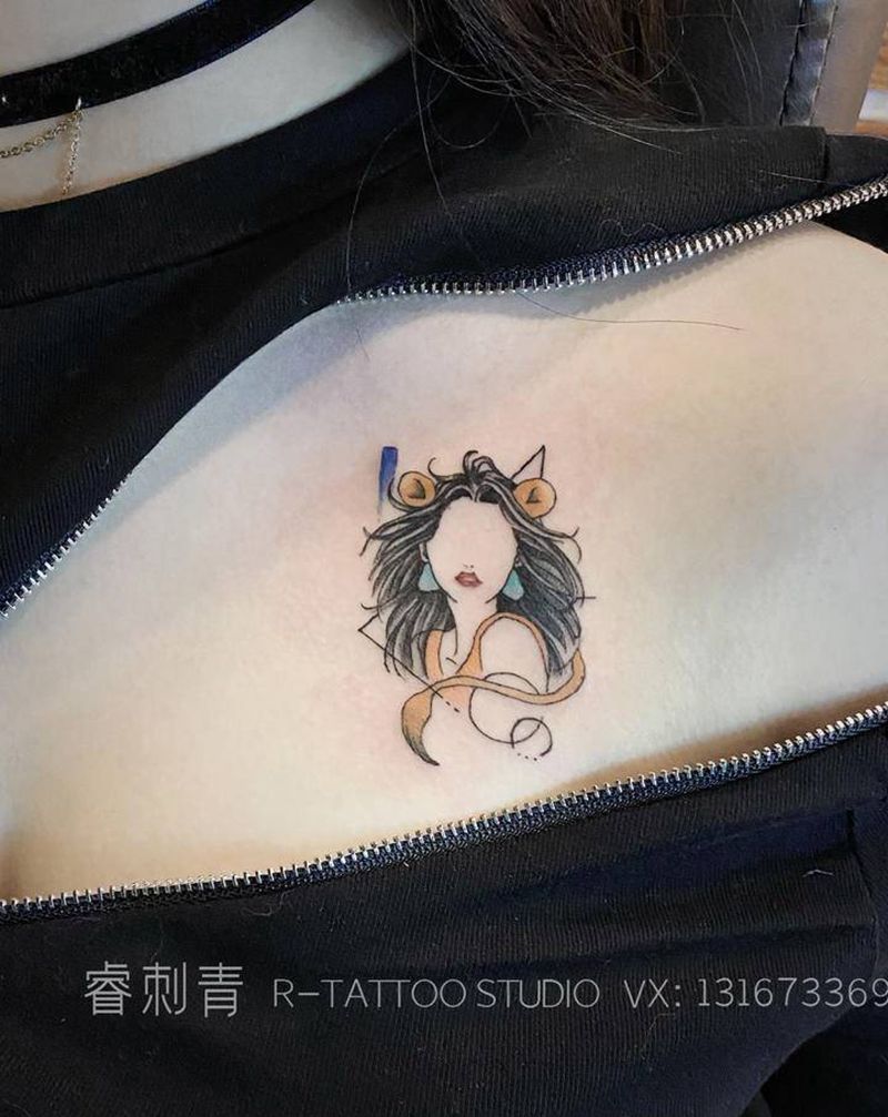 狮子座纹身图片_肩部纹身图案