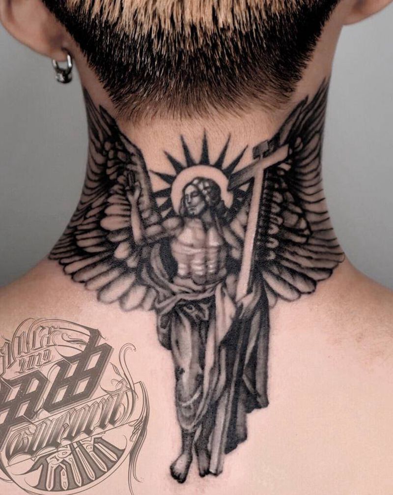 写实天神纹身图片_手臂欧美写实纹身图案