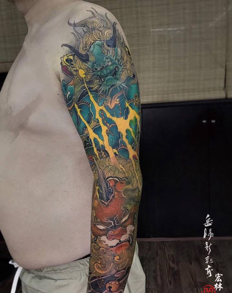 雷神纹身图片_手臂新传统纹身图案