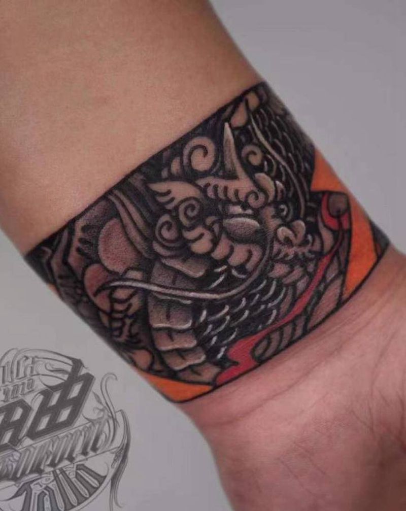 传统手环纹身图片_手臂老传统纹身图案