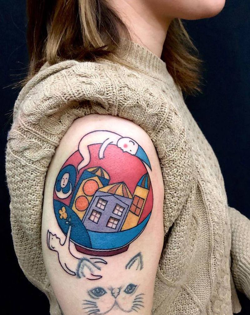 水晶球纹身图片_手臂纹身图案