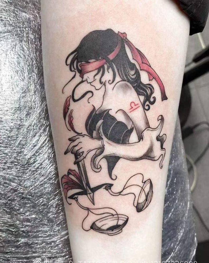 天秤座纹身图片_手臂纹身图案