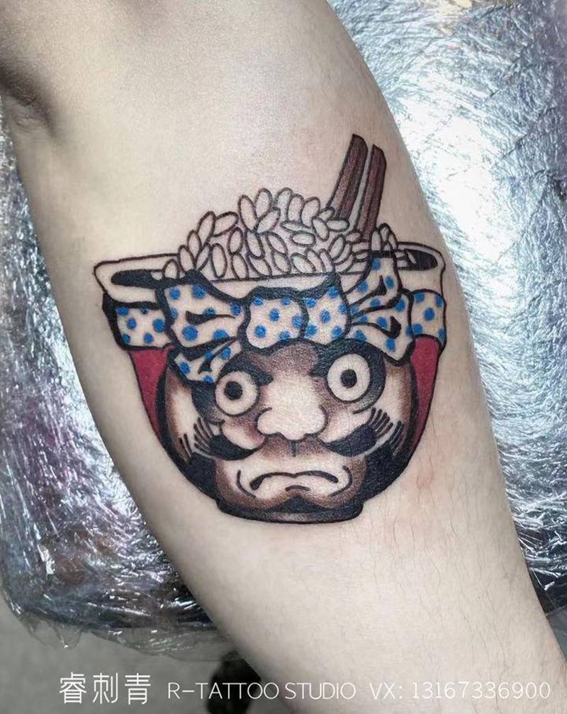 干饭人纹身图片_手臂老传统Old School纹身图案