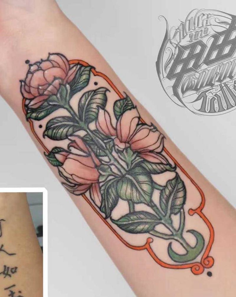 花卉遮盖纹身图片_手臂New School纹身图案