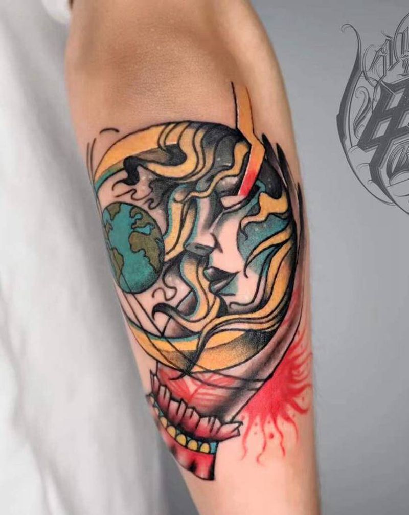 School星球纹身图片_手臂Old School纹身图案