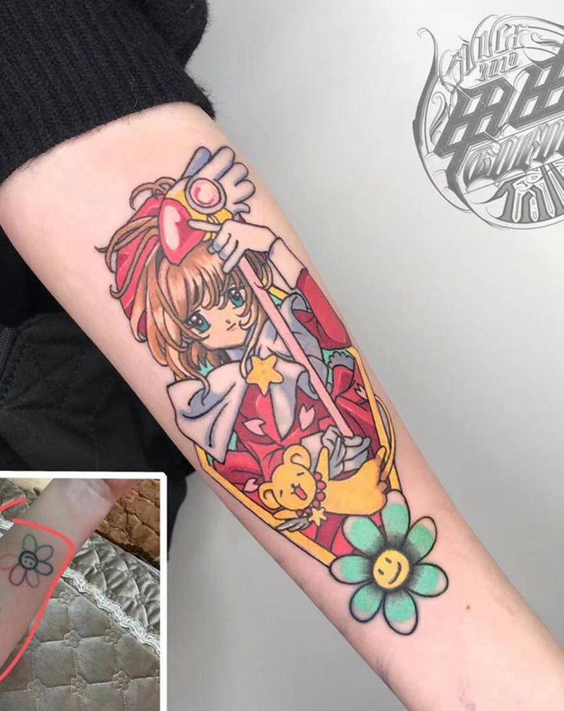 百变小樱纹身图片_手臂Old SchoolNew School纹身图案