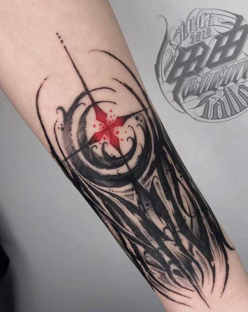 暗黑花体纹身图片_手臂花体字纹身图案