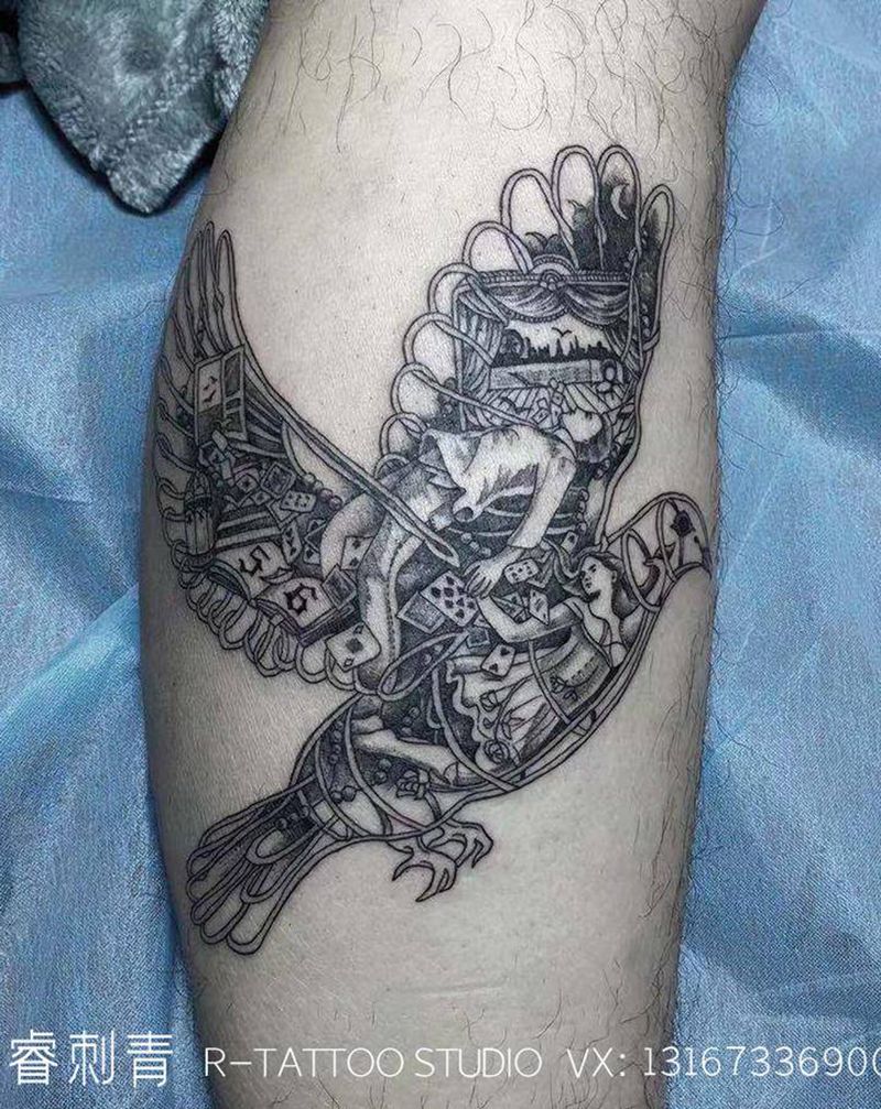 鸽子纹身图片_手臂腿部几何欧美写实纹身图案
