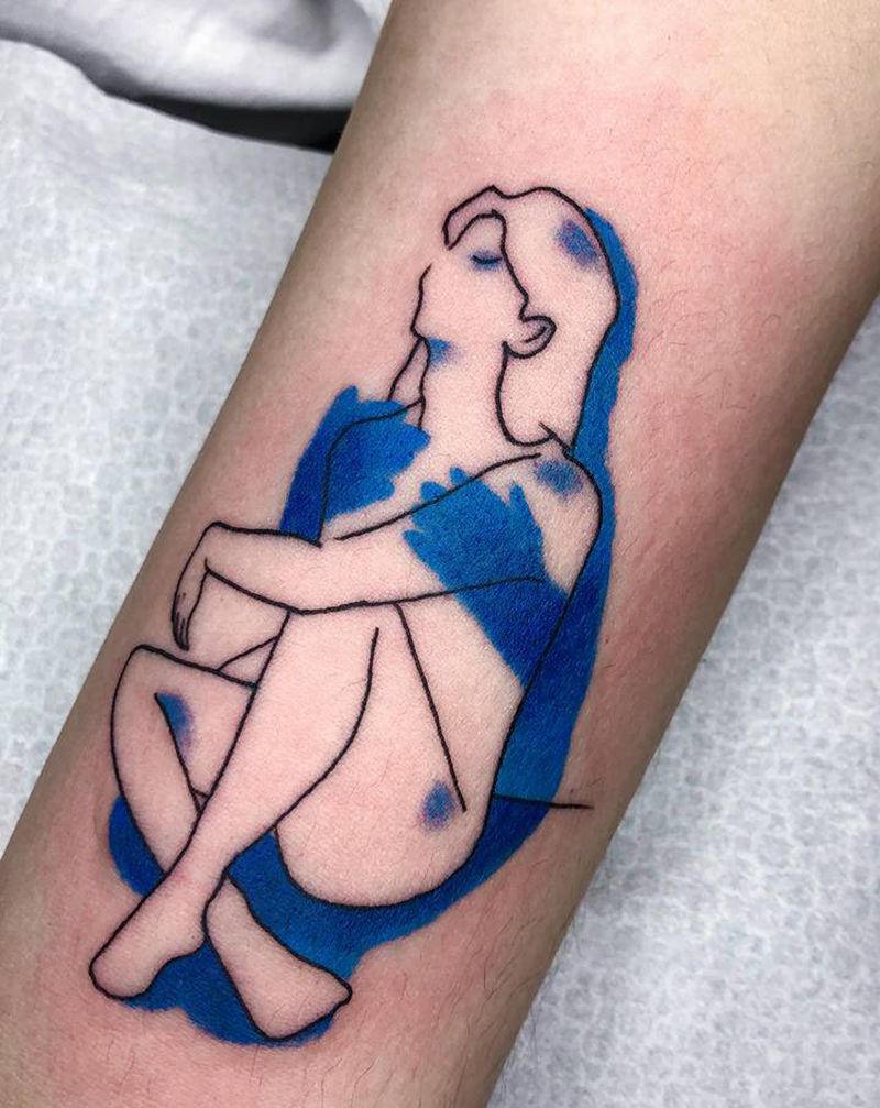 网抑云纹身图片_手臂水彩纹身图案