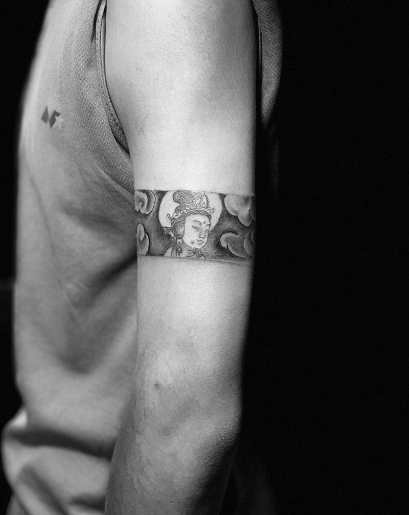 普贤菩萨臂环纹身图片_手臂新传统纹身图案