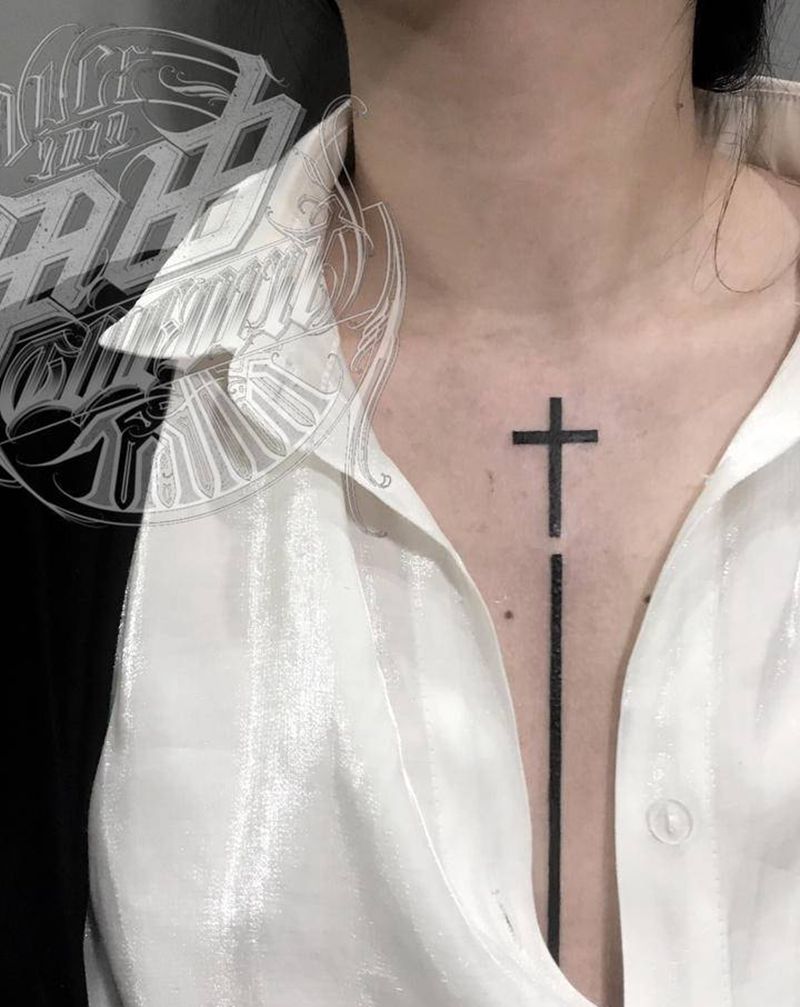 ✝️纹身图片_胸部几何纹身图案