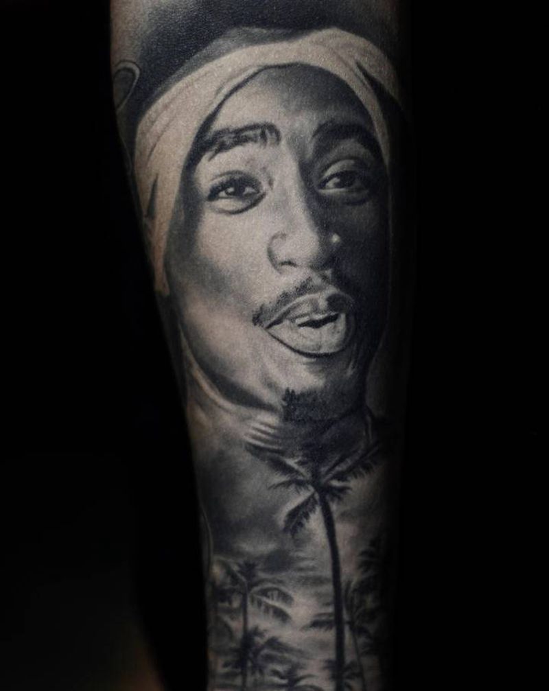 2pac纹身图片_手臂欧美写实人物纹身图案